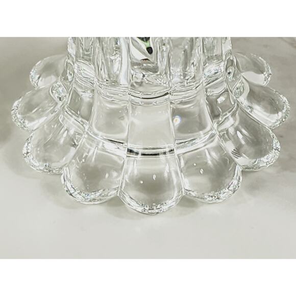Borgonovo Candleholder Candlestick Flower Shaped Clear Glass Art Decor Italy x2 - Picture 10 of 13